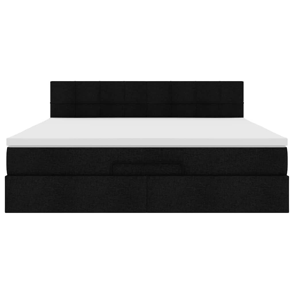 Cadru de pat otoman cu saltea țesătură neagră 160x200cm GartenMobel Dekor