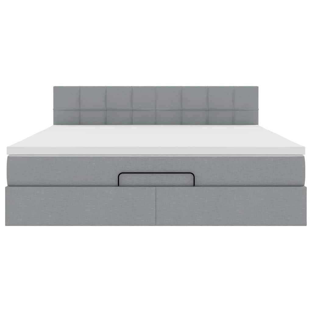 Cadru pat otoman cu saltea țesătură gri deschis 180x200cm GartenMobel Dekor