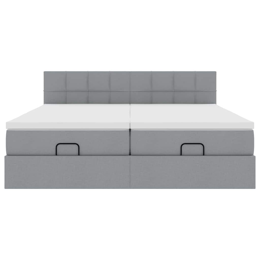 Cadru de pat otoman cu saltele Gri deschis 160x200cm Material GartenMobel Dekor