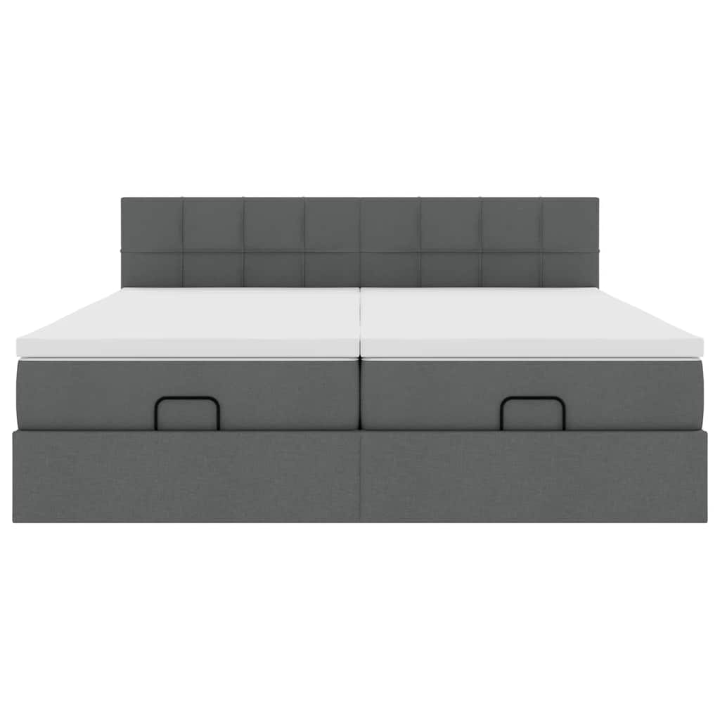 Cadru de pat otoman cu saltele Gri închis 180x200cm țesătură GartenMobel Dekor