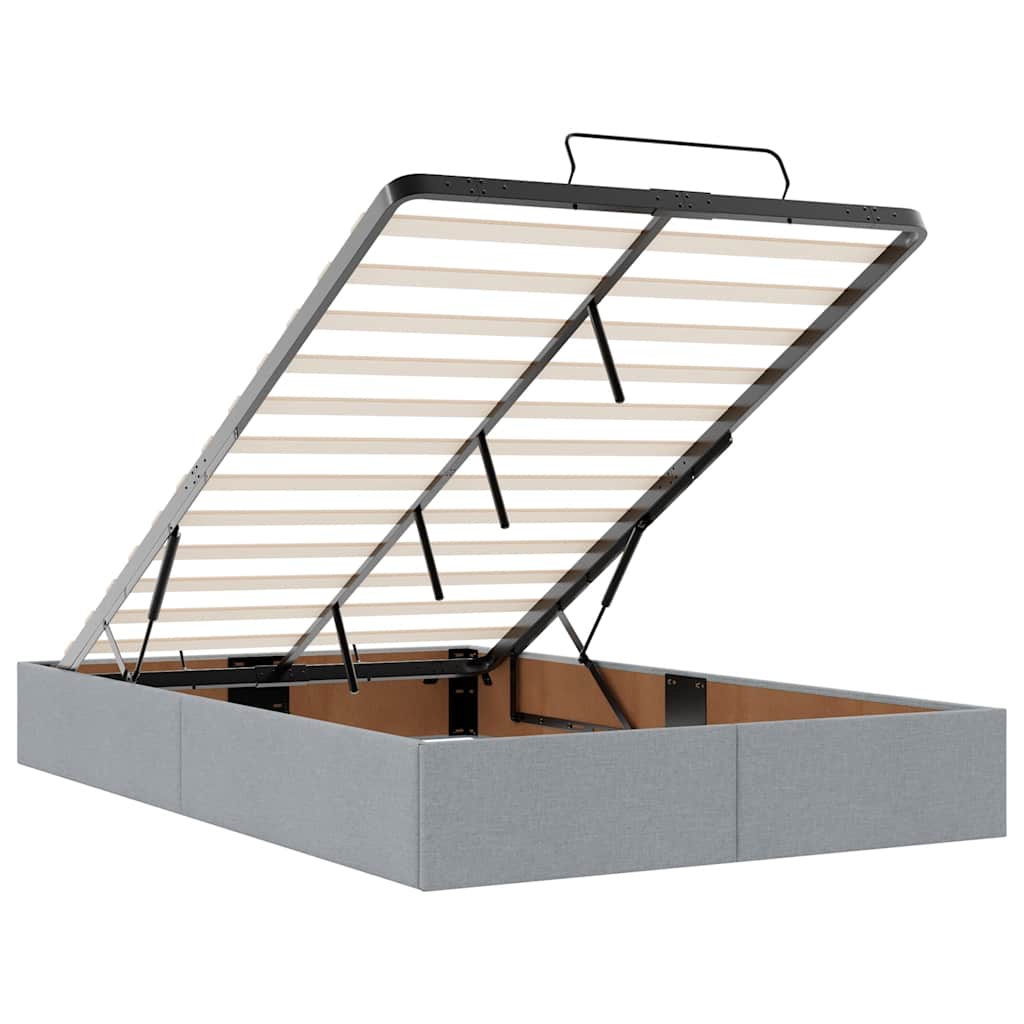 Cadru de pat otoman cu saltea țesătură gri deschis 120x200cm GartenMobel Dekor