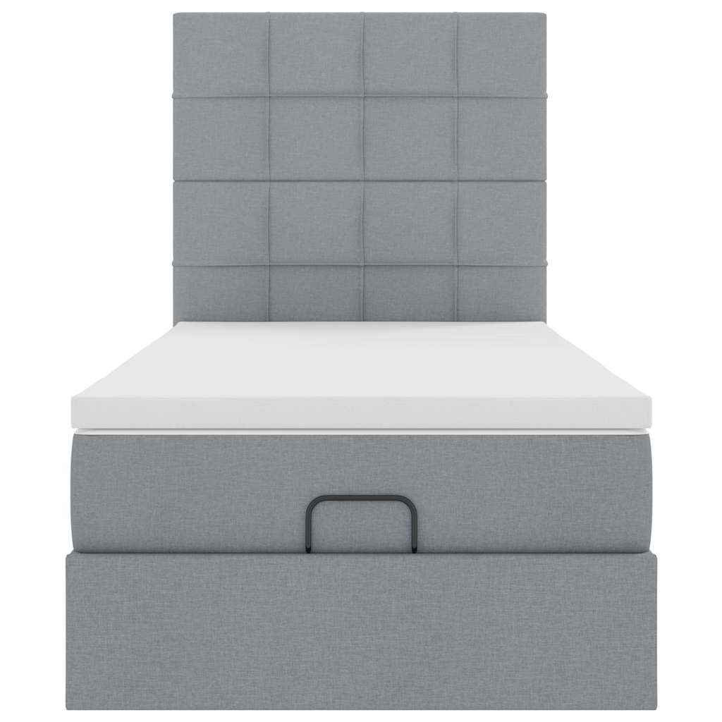 Cadru de pat otoman cu saltea țesătură gri deschis 80x200cm GartenMobel Dekor