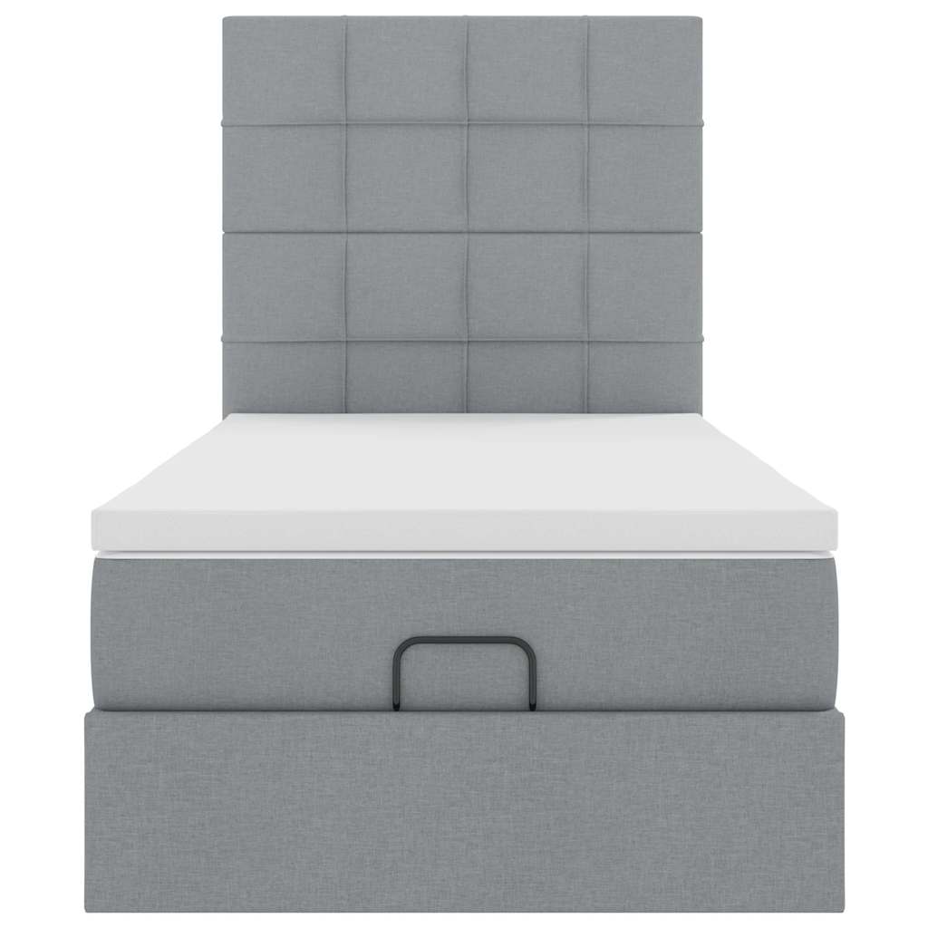 Cadru de pat otoman cu saltea țesătură gri deschis 90x190cm GartenMobel Dekor