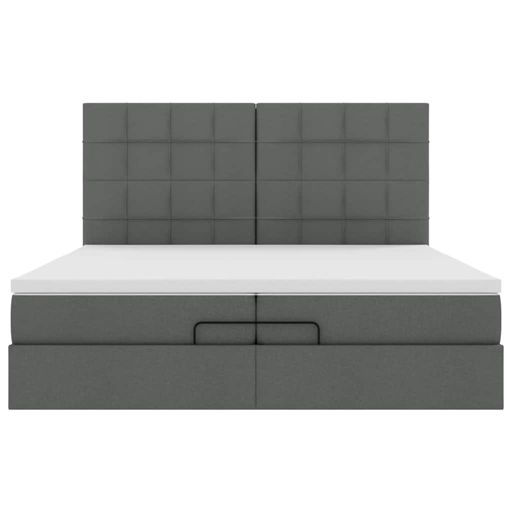Cadru de pat otoman cu saltele țesătură gri închis 200x200cm GartenMobel Dekor