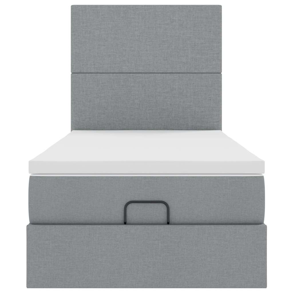 Cadru pat otoman cu saltea țesătură gri deschis 100x200cm GartenMobel Dekor