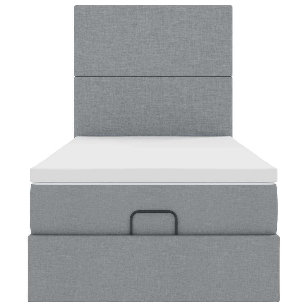 Cadru pat otoman cu saltea țesătură gri deschis 90x200cm GartenMobel Dekor