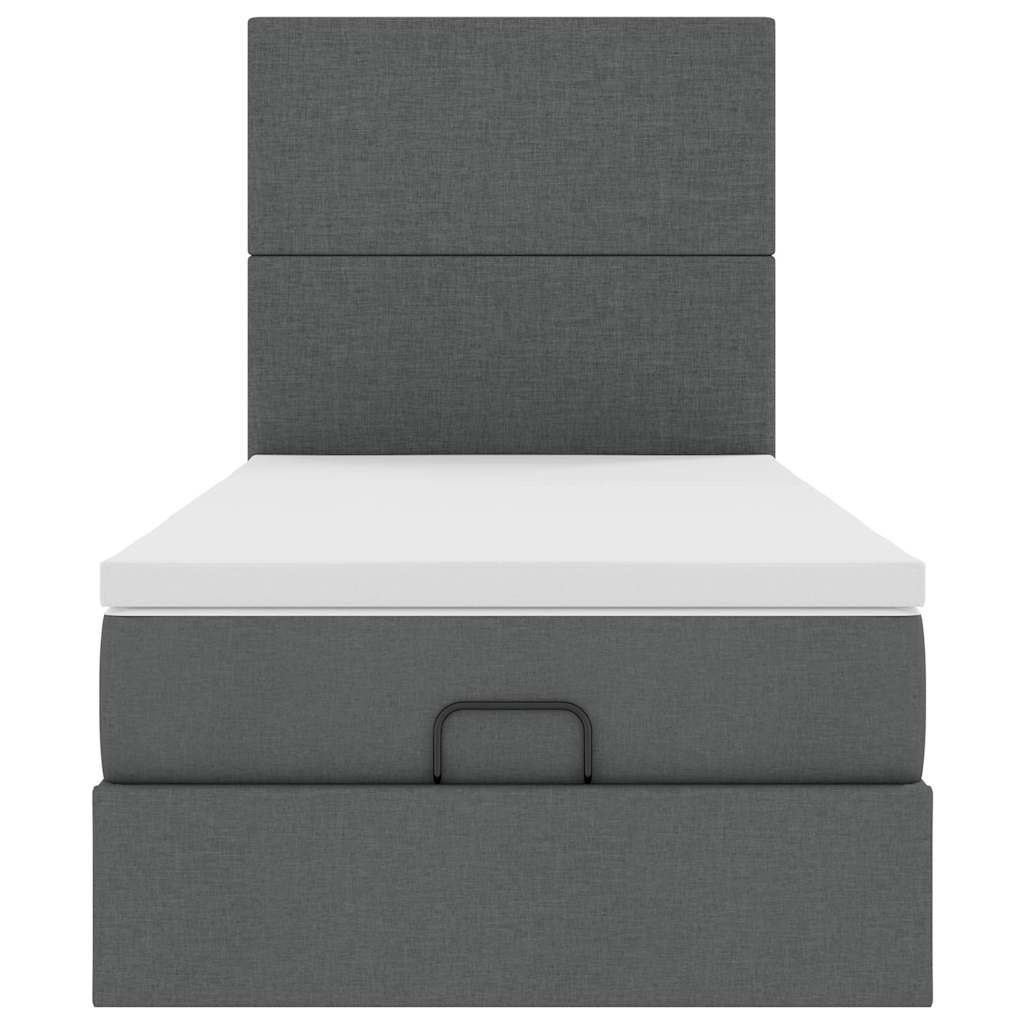 Cadru pat otoman cu saltea țesătură gri închis 100x200 cm GartenMobel Dekor