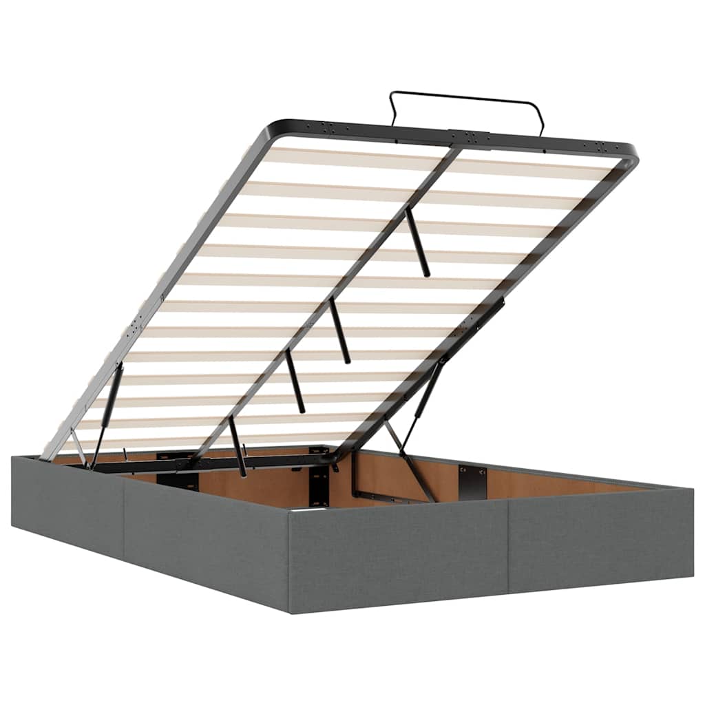 Cadru pat otoman cu saltea țesătură gri închis 120x200 cm GartenMobel Dekor