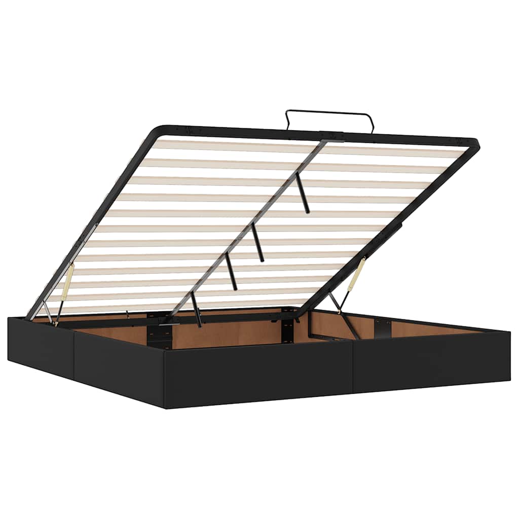 Cadru de pat otoman saltea neagră 160x200cm piele artificială GartenMobel Dekor