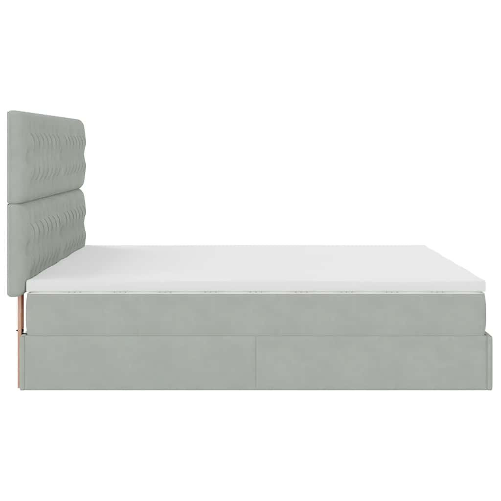Cadru de pat otoman cu saltele Gri deschis 200x200cm catifea GartenMobel Dekor