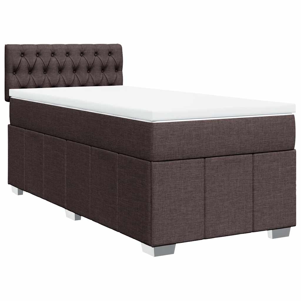 Pat box spring cu saltea, maro închis, 90x200 cm, textil GartenMobel Dekor