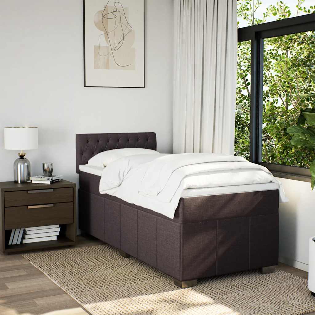 Pat box spring cu saltea, maro închis, 90x200 cm, textil GartenMobel Dekor
