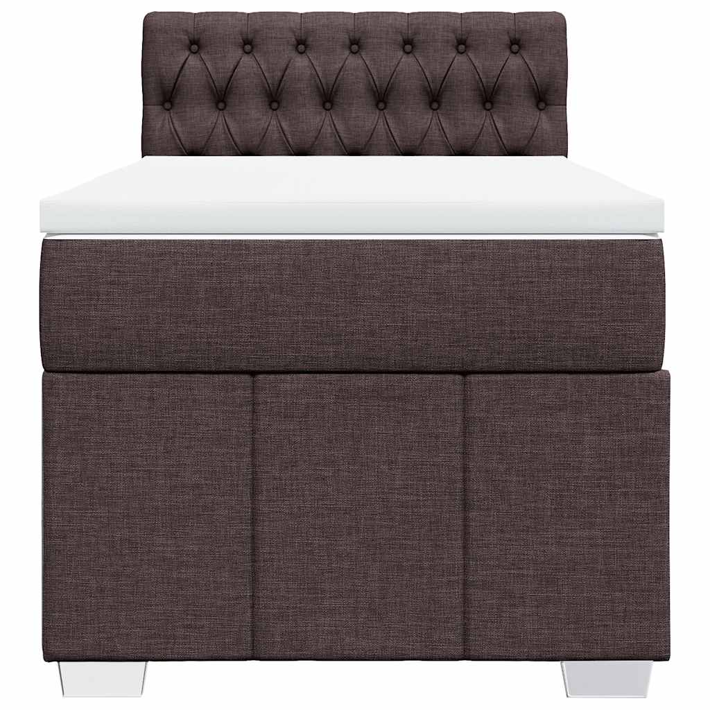 Pat box spring cu saltea, maro închis, 90x200 cm, textil GartenMobel Dekor