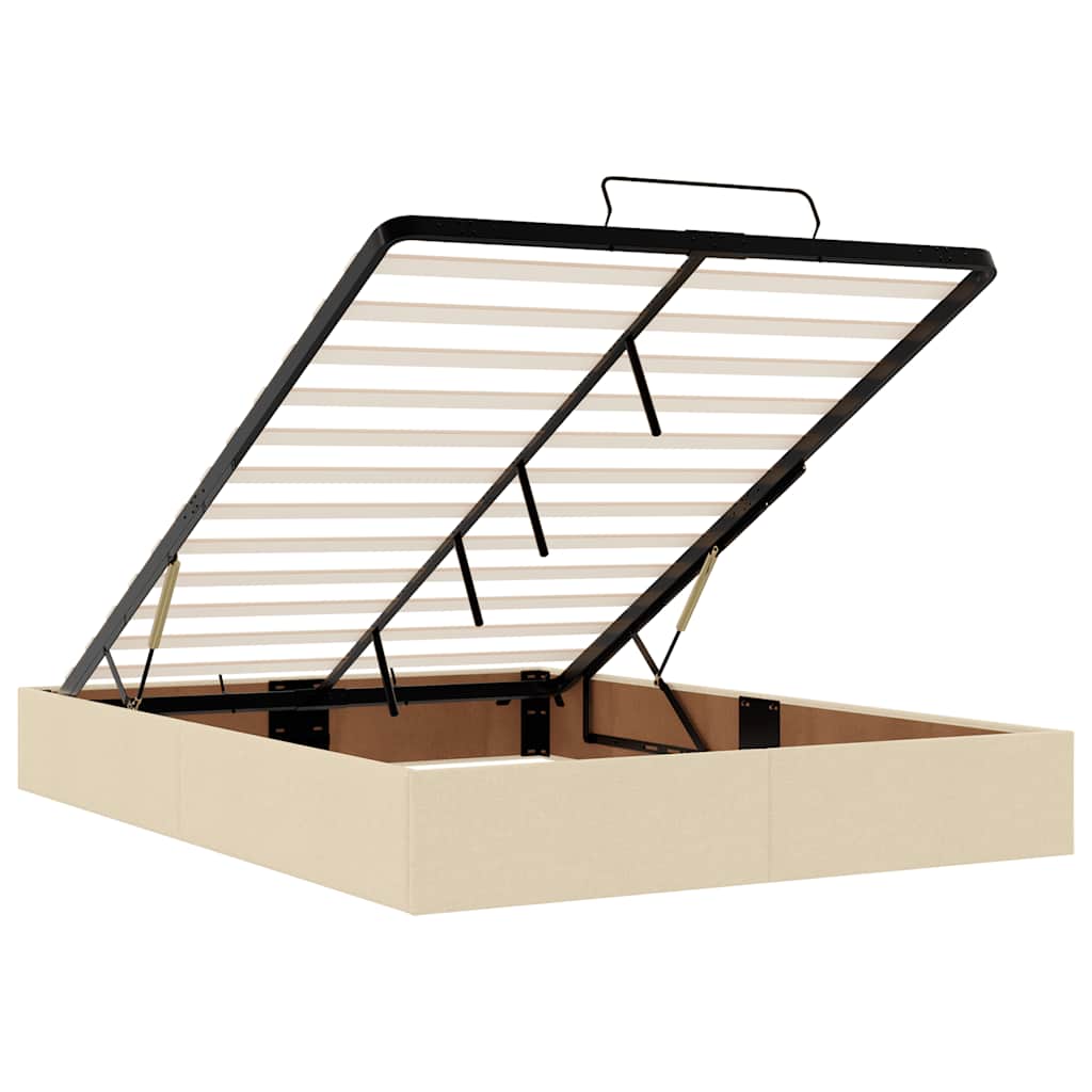 Cadru de pat otoman cu saltea crem 140x200cm stofa GartenMobel Dekor