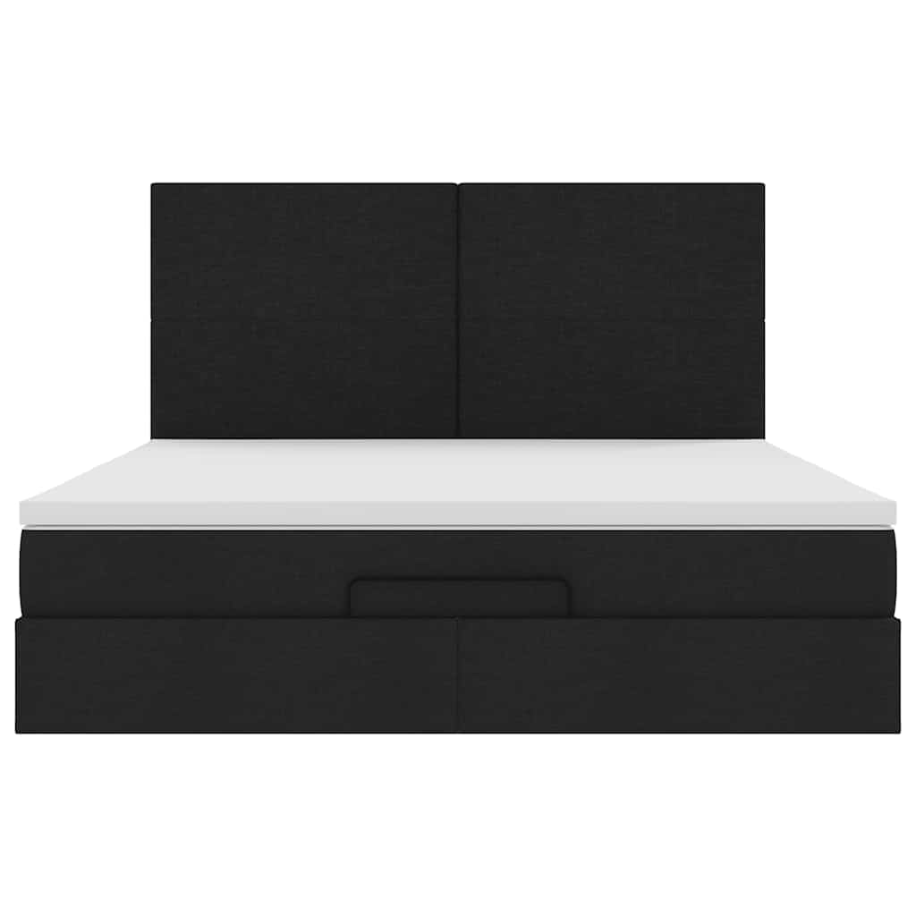 Cadru de pat otoman cu saltea țesătură neagră 180x200cm GartenMobel Dekor