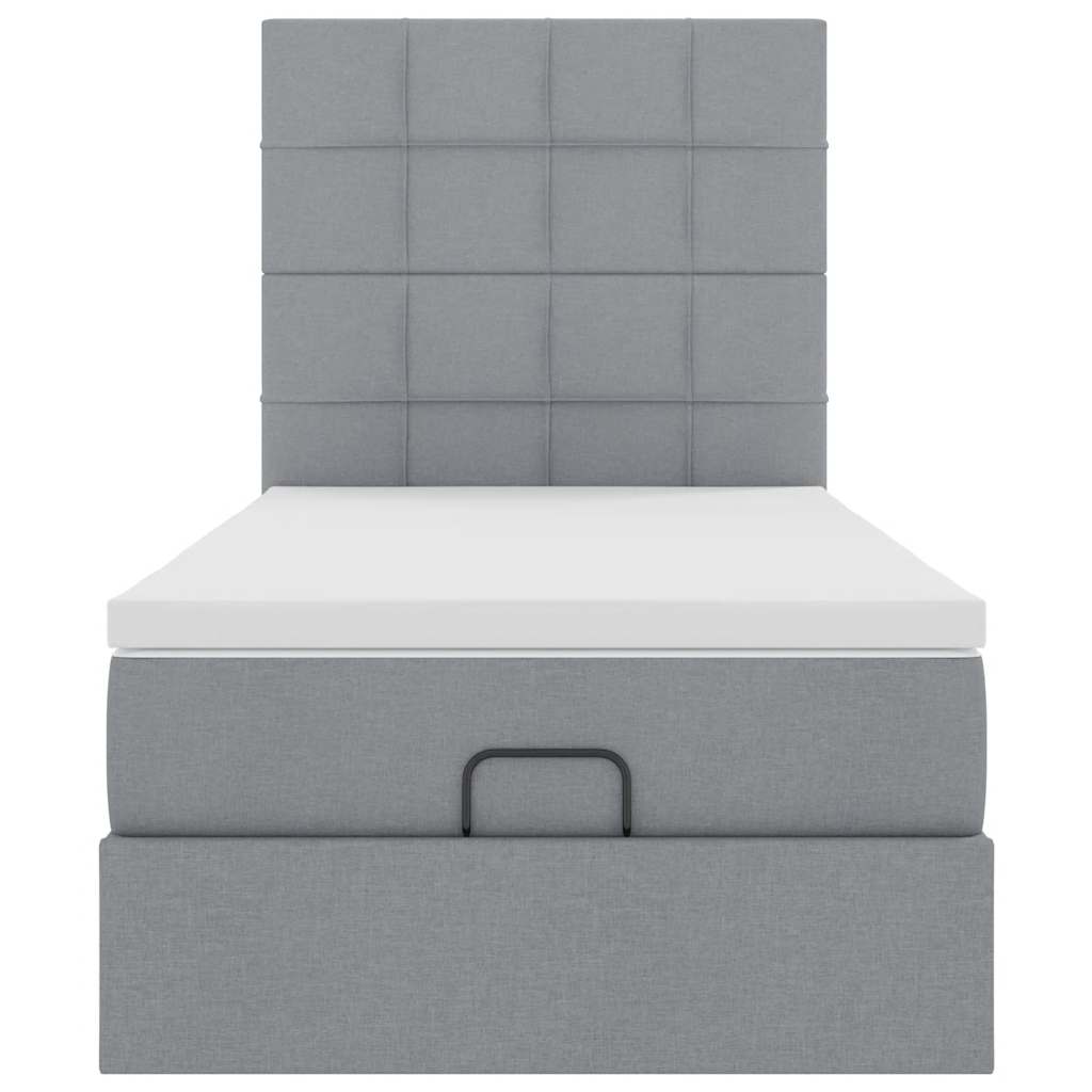 Cadru pat otoman cu saltea țesătură gri deschis 100x200cm GartenMobel Dekor