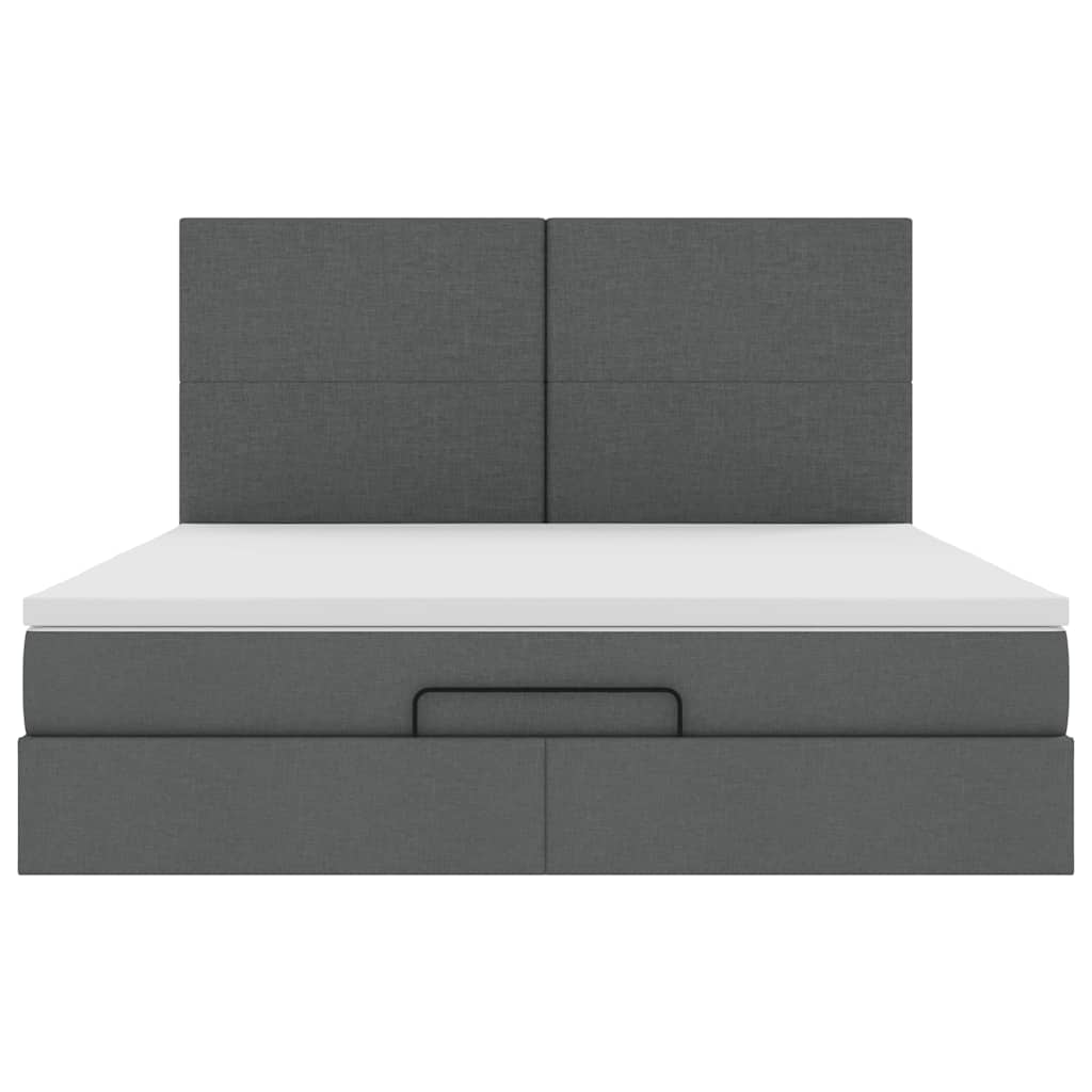 Cadru pat otoman cu saltea țesătură gri închis 180x200 cm GartenMobel Dekor