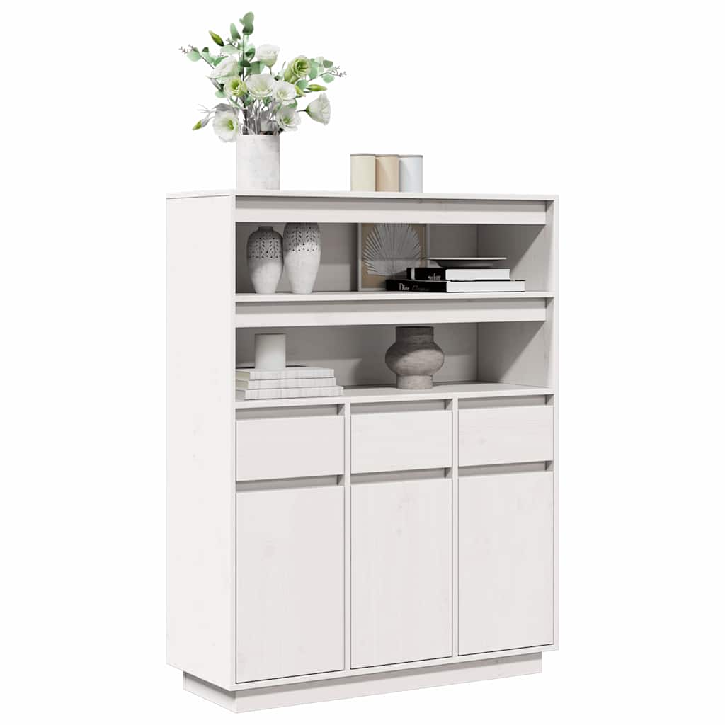 Dulap înalt, alb, 89x34x116,5 cm, lemn masiv de pin GartenMobel Dekor