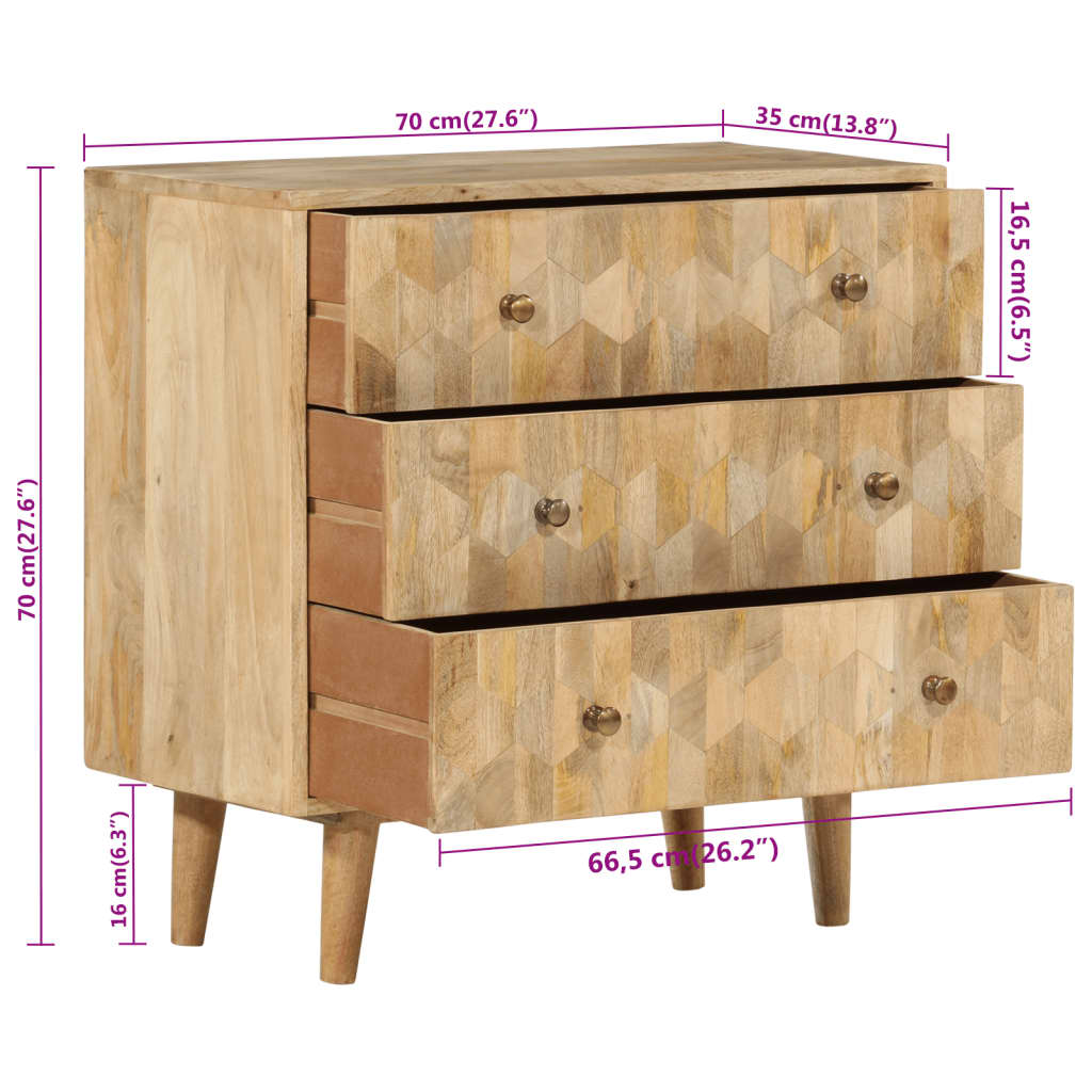 Dulap cu sertar, 70x35x70 cm, lemn masiv de mango GartenMobel Dekor