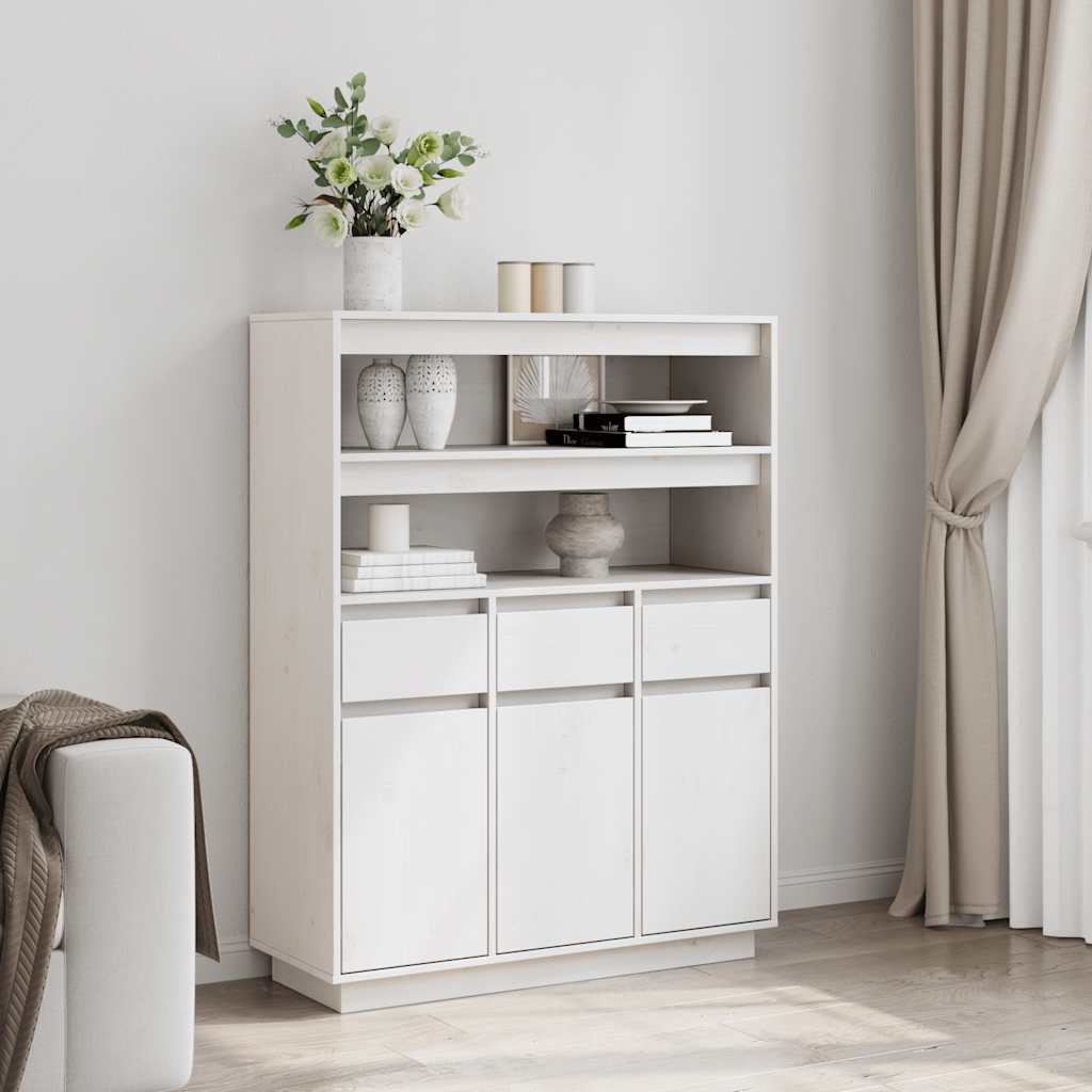 Dulap înalt, alb, 89x34x116,5 cm, lemn masiv de pin GartenMobel Dekor