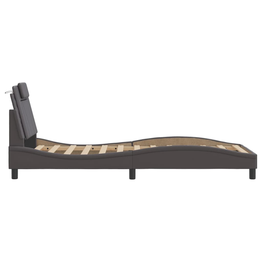 Cadru de pat cu tăblie, gri, 90x190 cm, piele ecologică GartenMobel Dekor