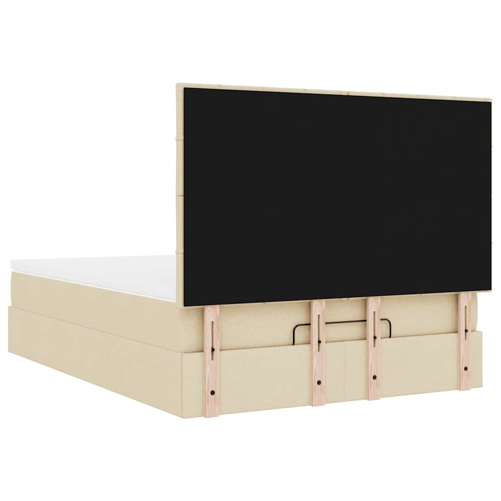 Cadru de pat otoman cu saltea crem 140x200cm stofa GartenMobel Dekor