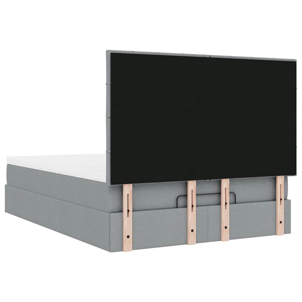 Cadru pat otoman cu saltea țesătură gri deschis 140x200cm GartenMobel Dekor