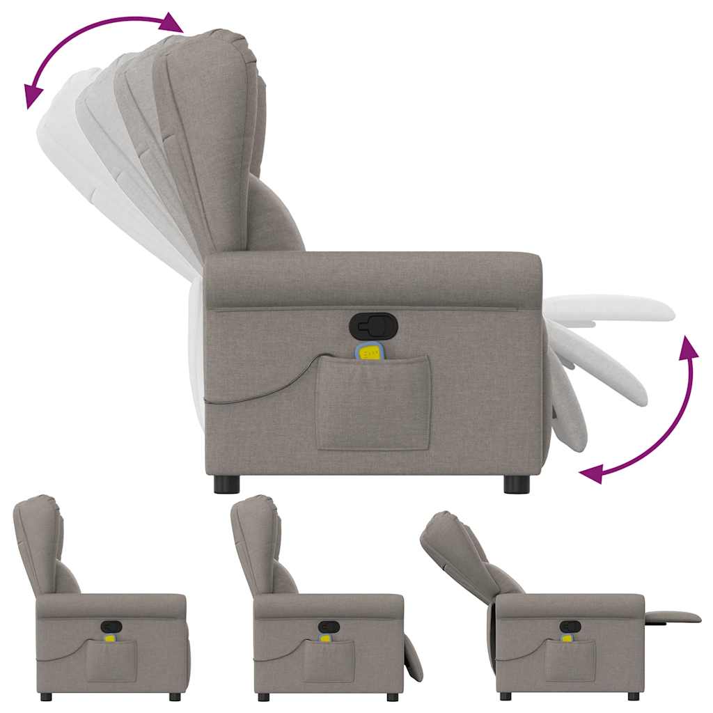 Fotoliu de masaj rabatabil, gri taupe, material textil GartenMobel Dekor