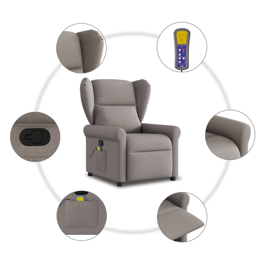 Fotoliu de masaj rabatabil, gri taupe, material textil GartenMobel Dekor