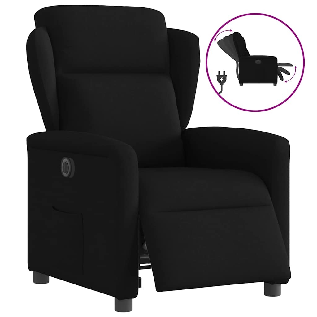 Fotoliu rabatabil electric, negru, material textil GartenMobel Dekor