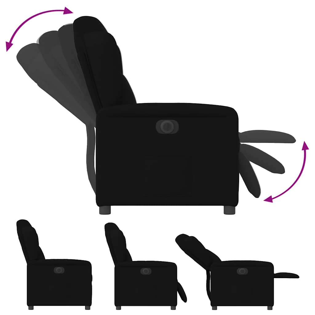 Fotoliu rabatabil electric, negru, material textil GartenMobel Dekor