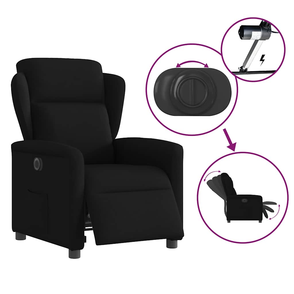 Fotoliu rabatabil electric, negru, material textil GartenMobel Dekor