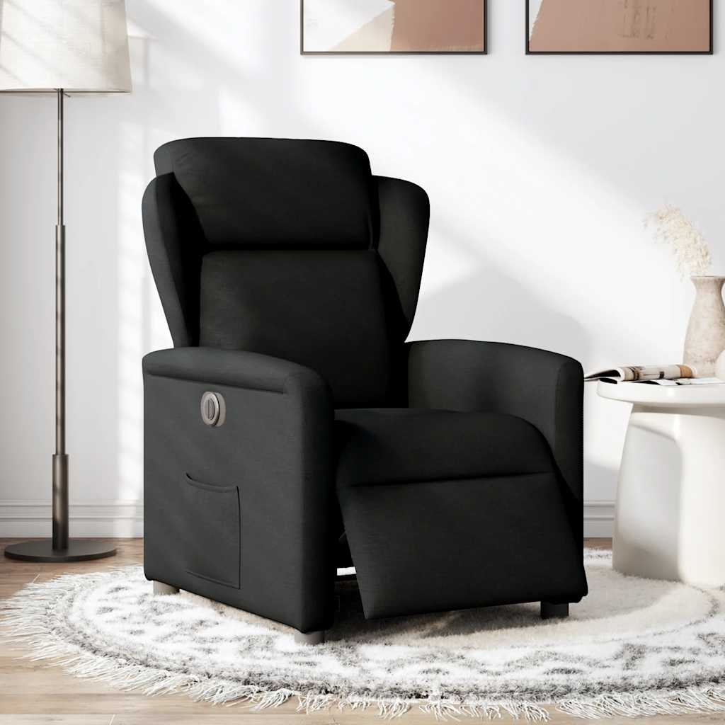 Fotoliu rabatabil electric, negru, material textil GartenMobel Dekor