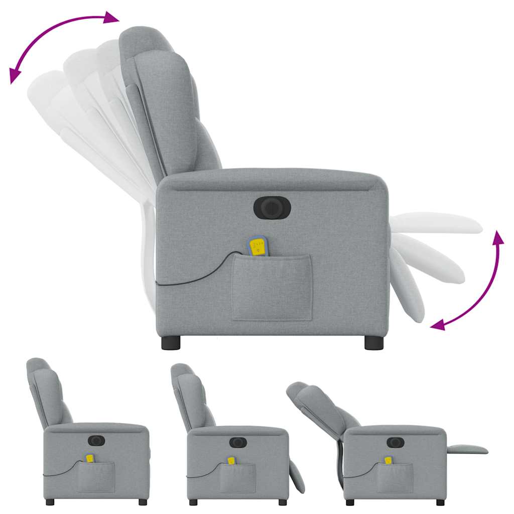 Fotoliu electric de masaj rabatabil, gri deschis, microfibră GartenMobel Dekor