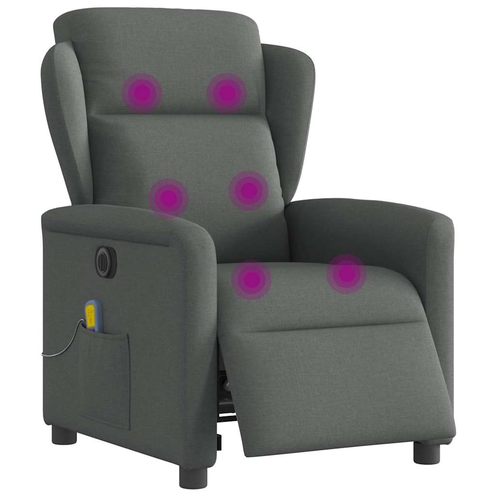 Fotoliu electric de masaj rabatabil, gri închis, textil GartenMobel Dekor