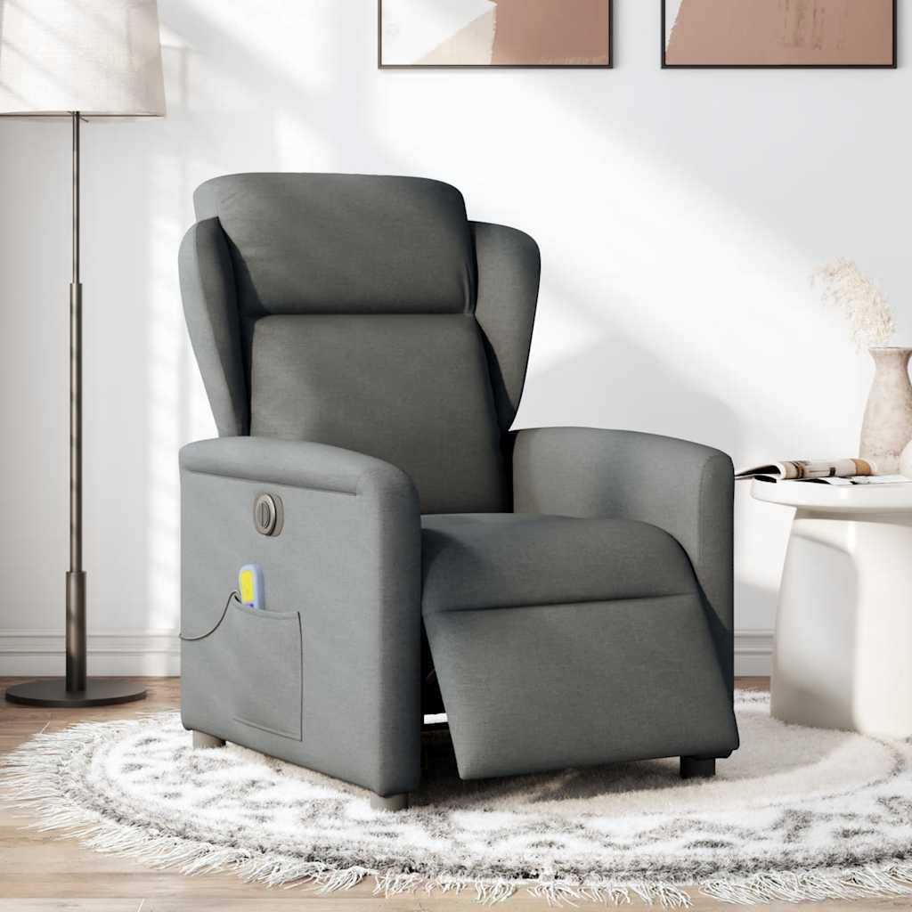 Fotoliu electric de masaj rabatabil, gri închis, textil GartenMobel Dekor