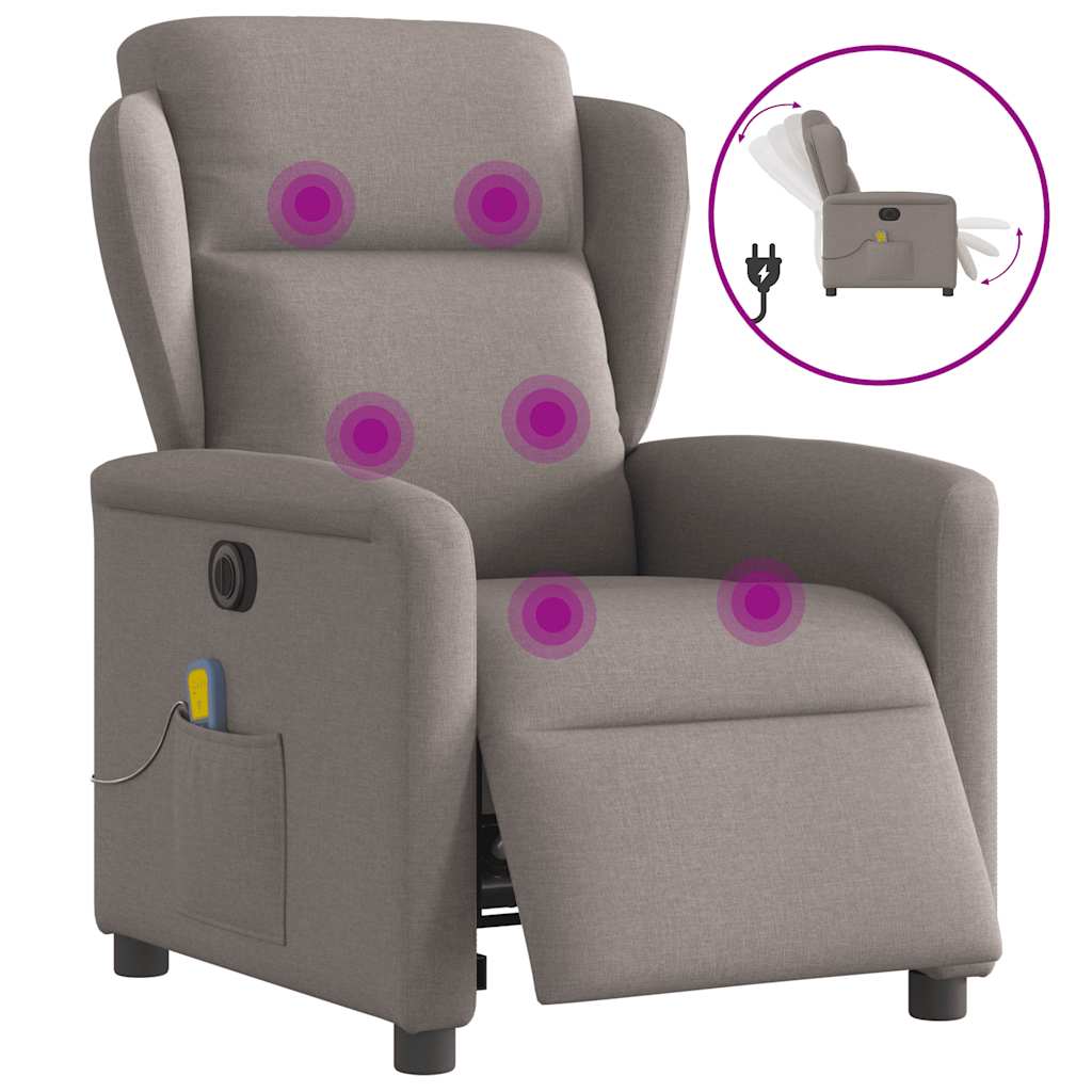 Fotoliu electric de masaj rabatabil, gri taupe, textil GartenMobel Dekor
