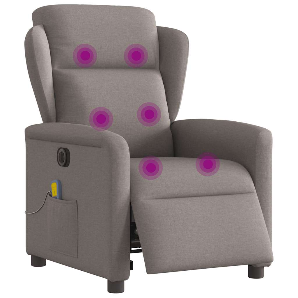 Fotoliu electric de masaj rabatabil, gri taupe, textil GartenMobel Dekor