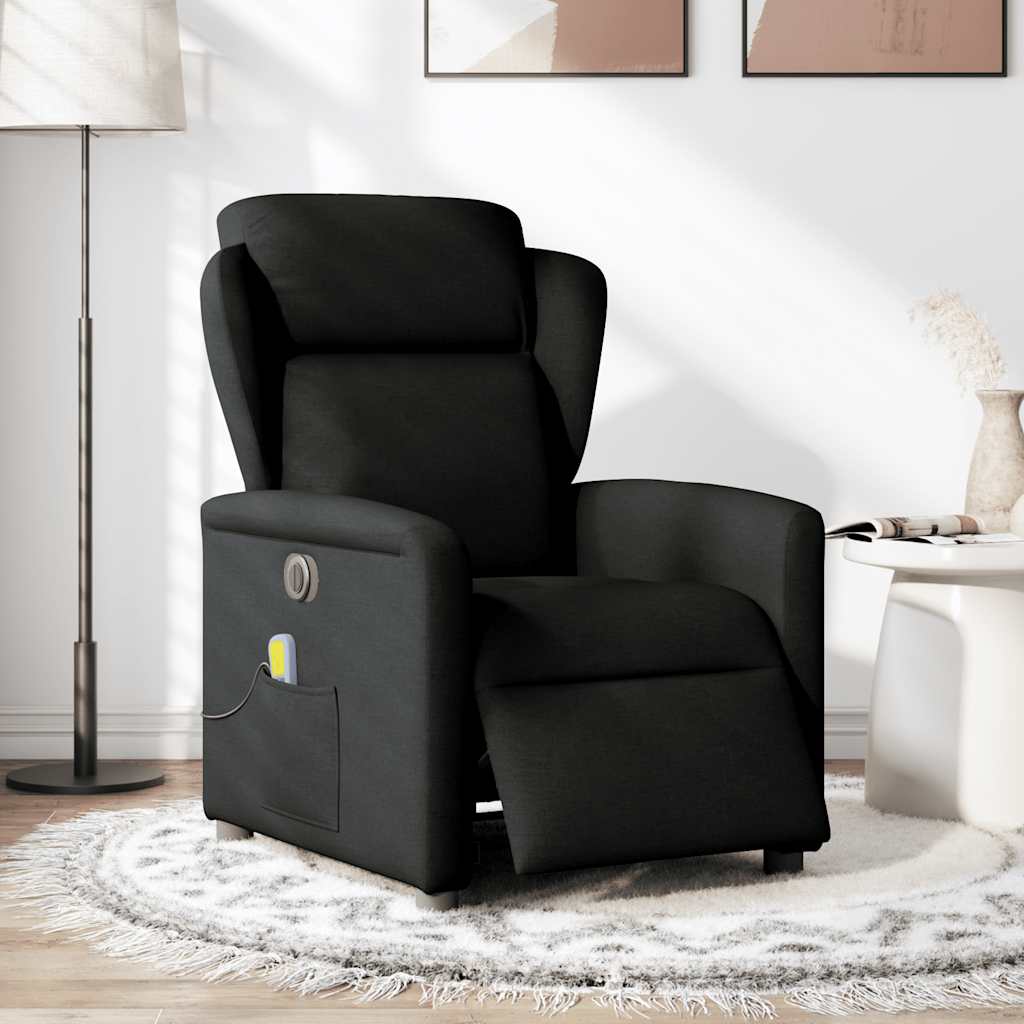 Fotoliu electric de masaj rabatabil, negru, textil GartenMobel Dekor