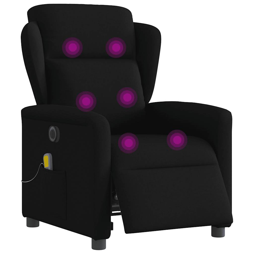 Fotoliu electric de masaj rabatabil, negru, textil GartenMobel Dekor