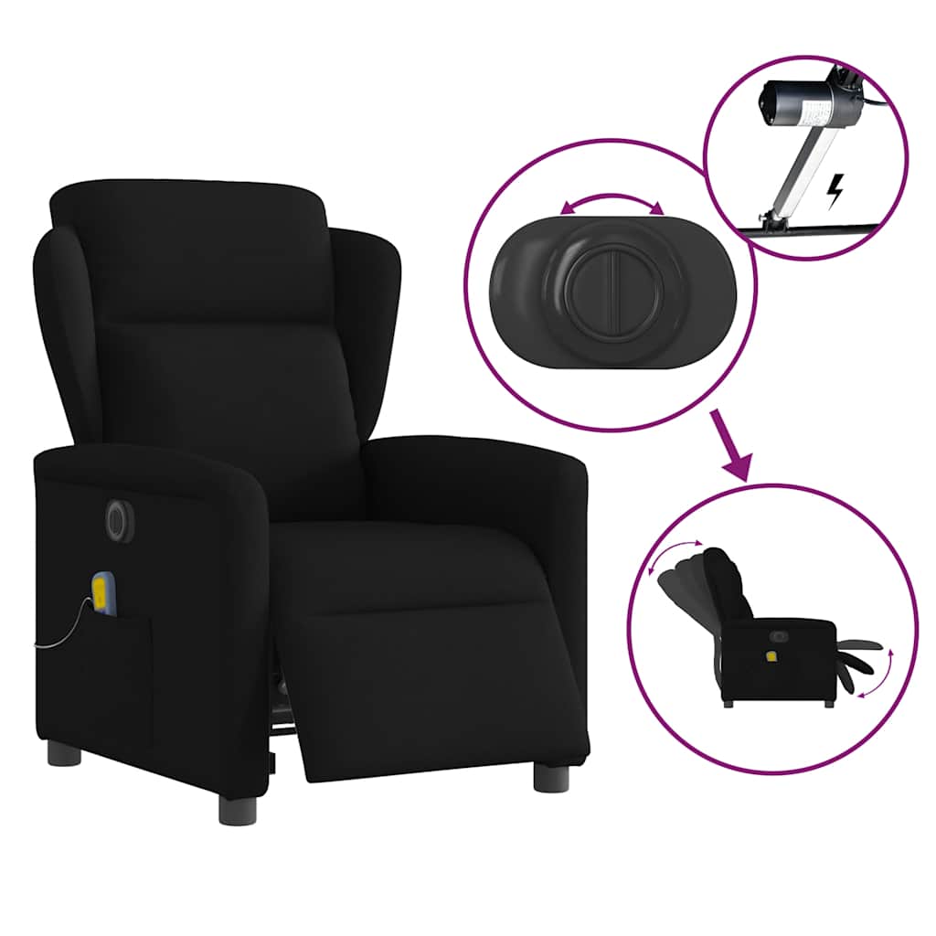Fotoliu electric de masaj rabatabil, negru, textil GartenMobel Dekor