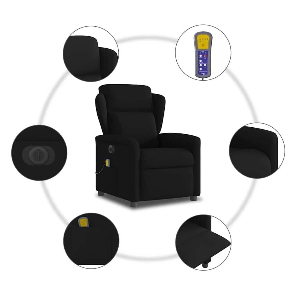 Fotoliu electric de masaj rabatabil, negru, textil GartenMobel Dekor