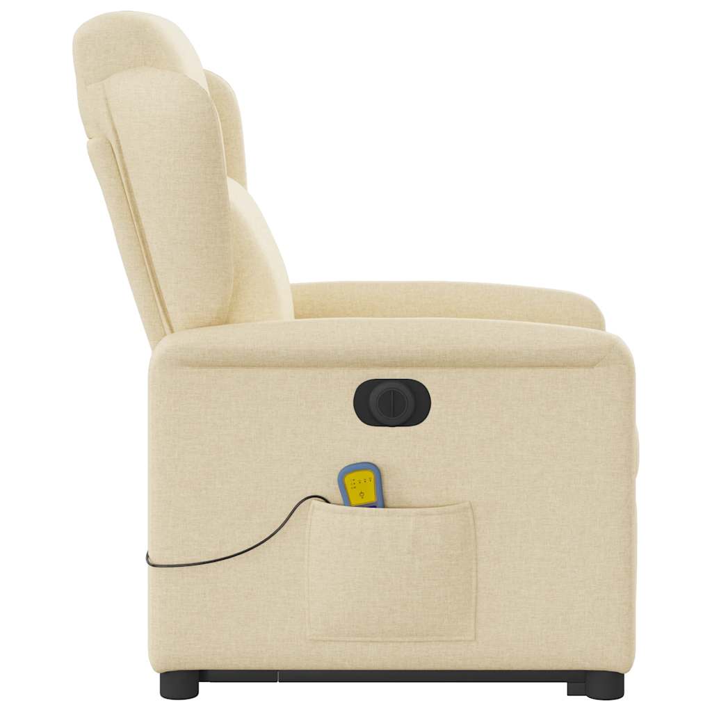 Fotoliu electric de masaj rabatabil cu ridicare, crem, textil GartenMobel Dekor