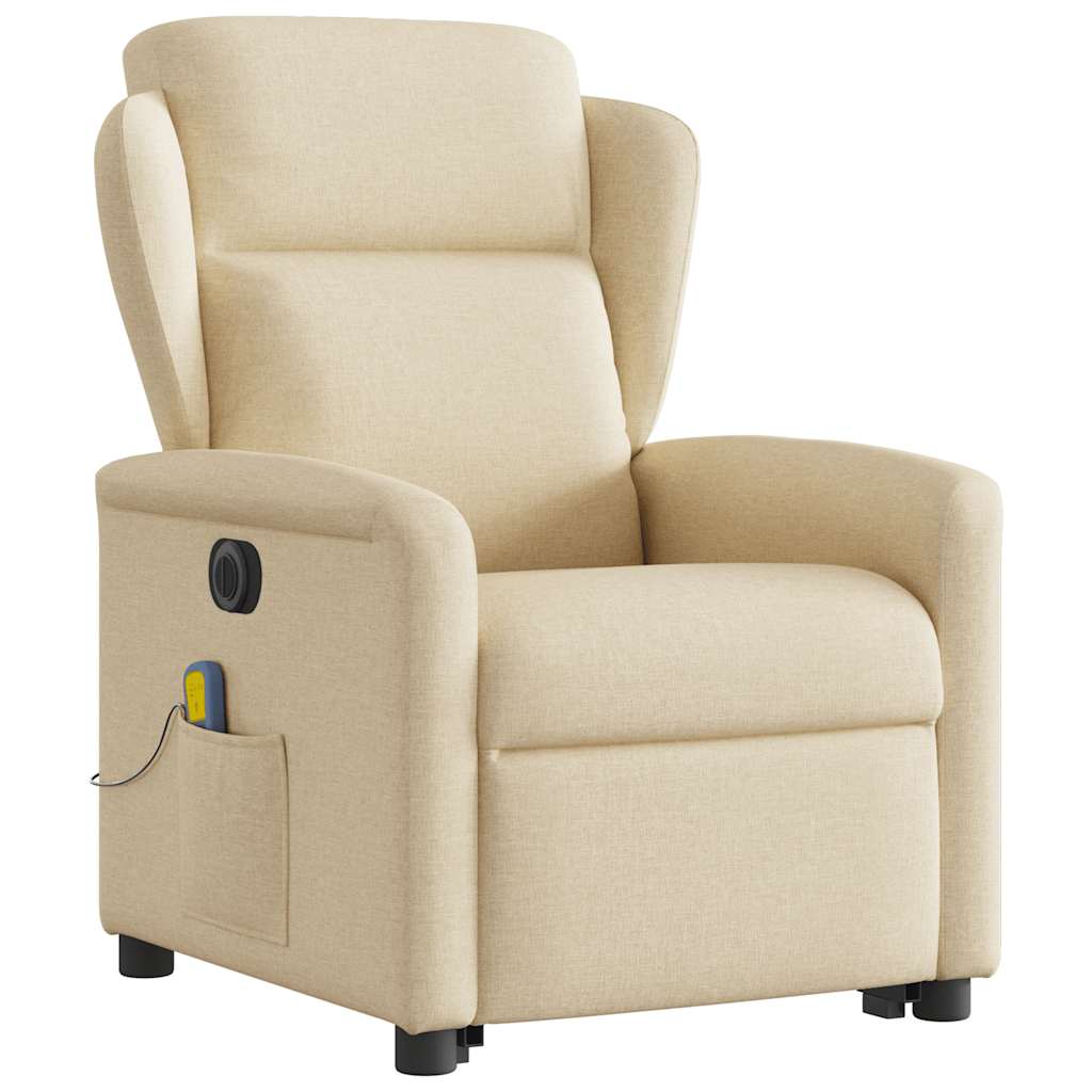 Fotoliu electric de masaj rabatabil cu ridicare, crem, textil GartenMobel Dekor