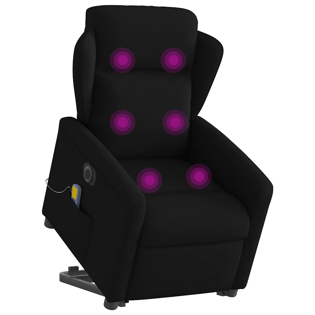 Fotoliu electric de masaj rabatabil cu ridicare, negru, textil GartenMobel Dekor