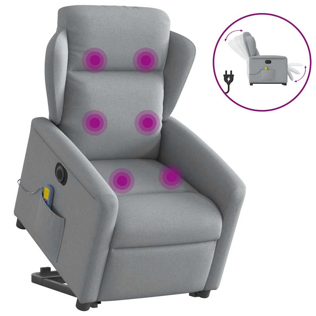 Fotoliu electric masaj rabatabil cu ridicare, gri închis textil GartenMobel Dekor