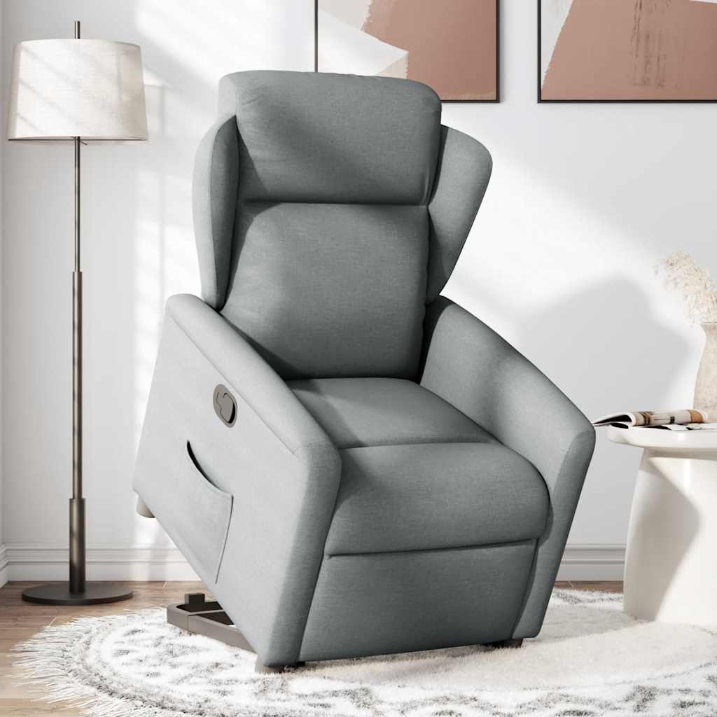 Fotoliu rabatabil cu ridicare, gri deschis, material textil GartenMobel Dekor