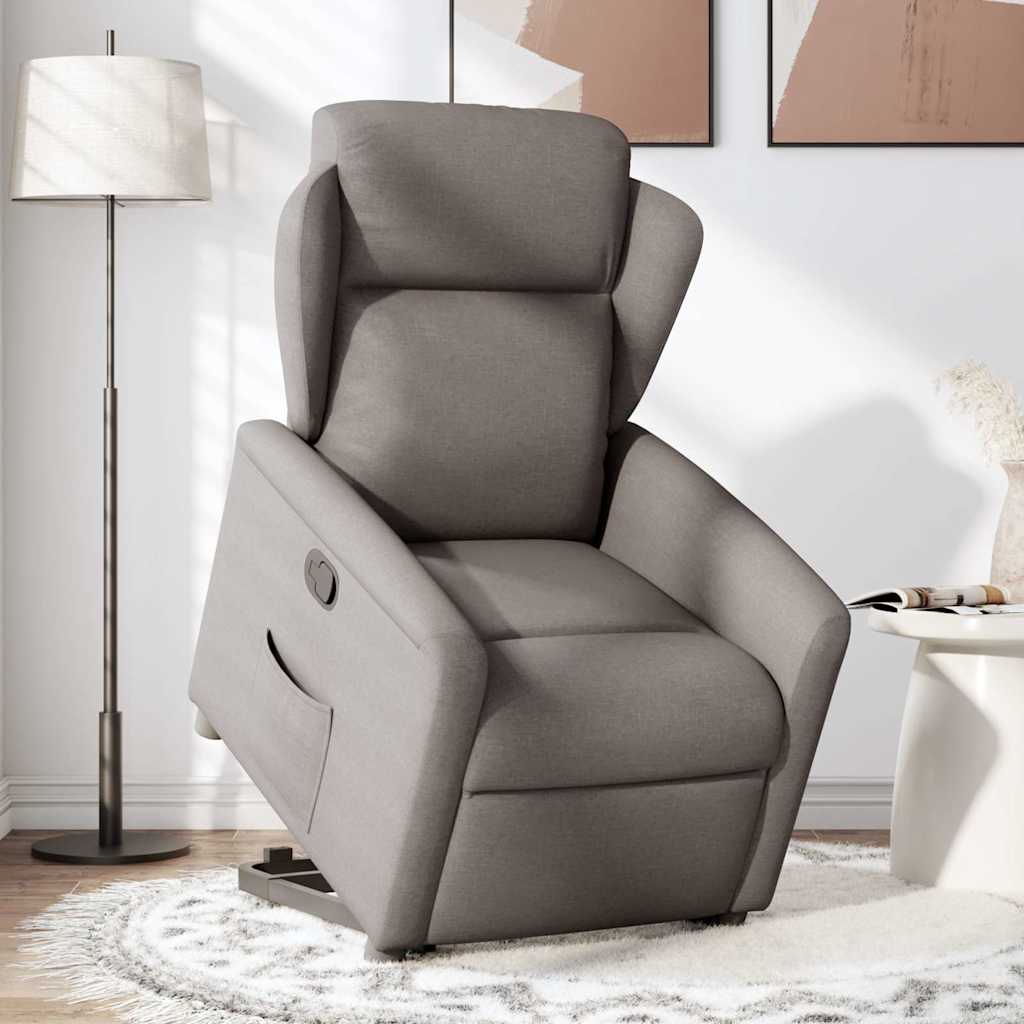 Fotoliu rabatabil cu ridicare pe verticală, gri taupe, textil GartenMobel Dekor