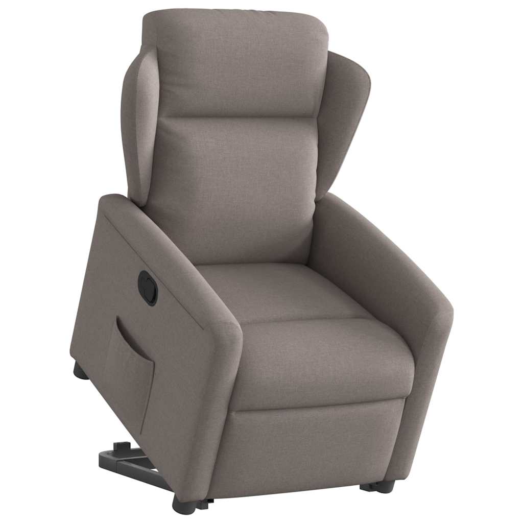 Fotoliu rabatabil cu ridicare pe verticală, gri taupe, textil GartenMobel Dekor