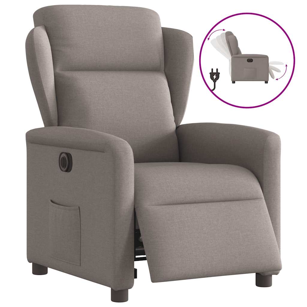 Fotoliu rabatabil electric, gri taupe, material textil GartenMobel Dekor